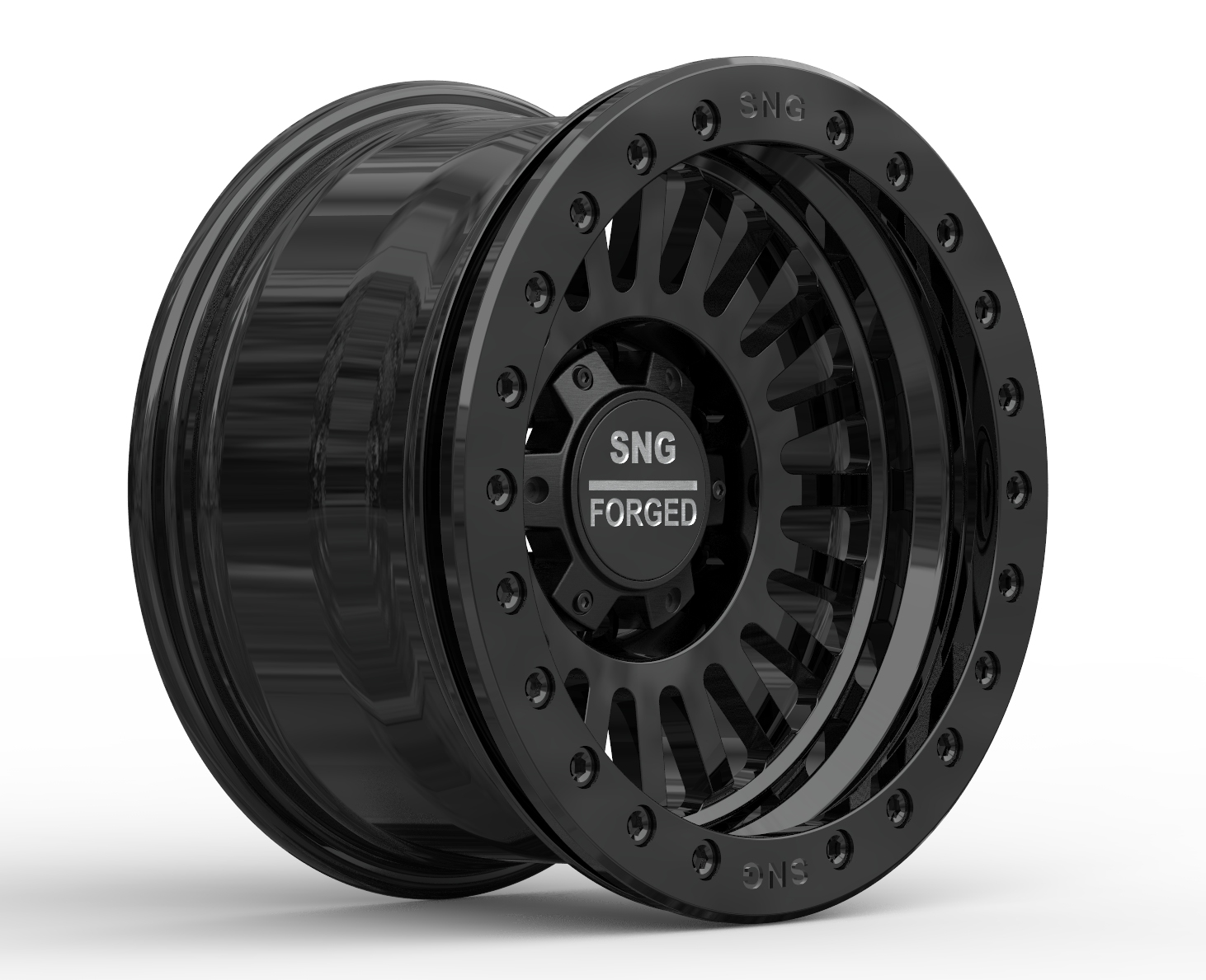 SNG Forged premium forged wheels displayed in a high-performance automotive setting.