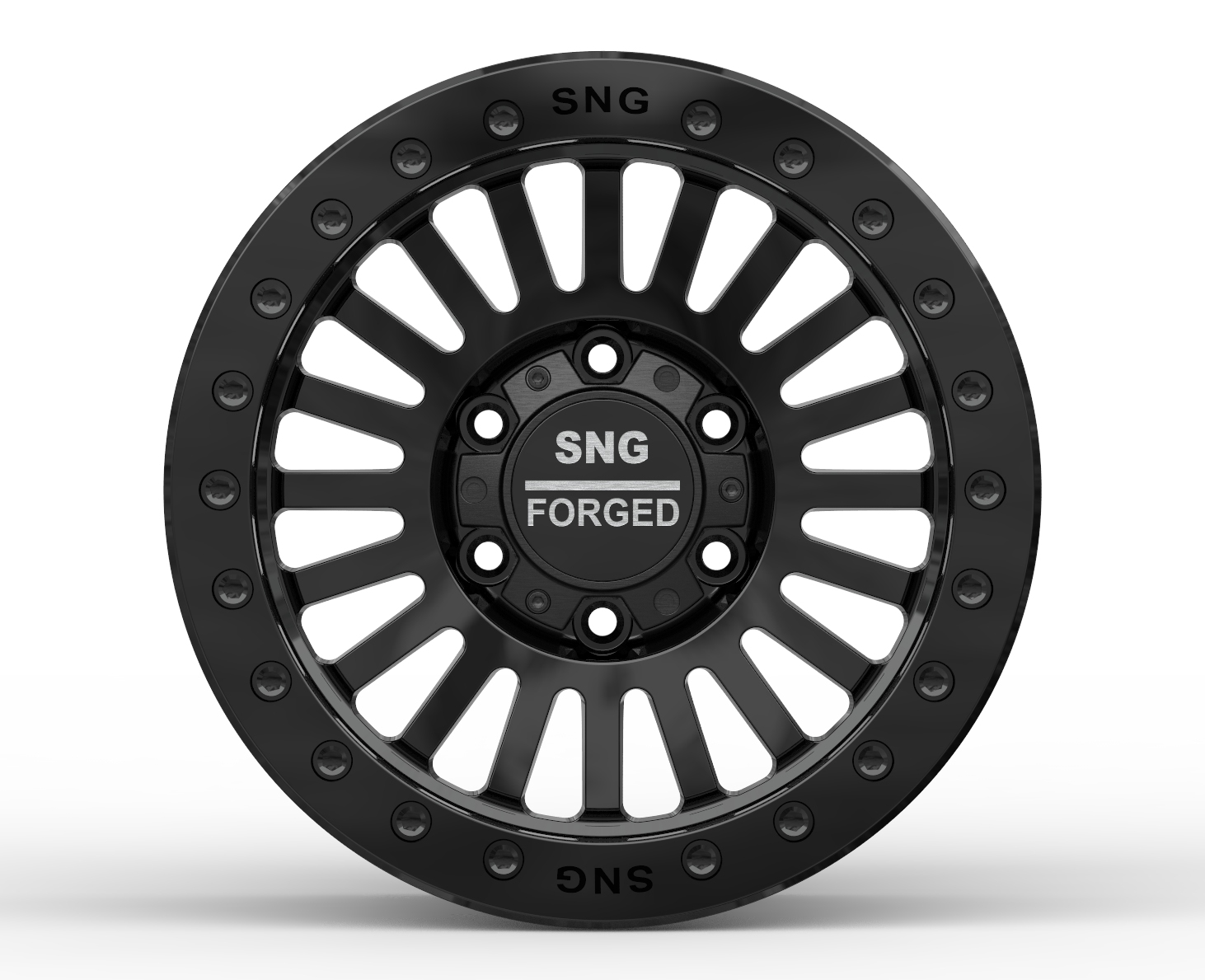 SNG Forged premium forged wheels displayed in a high-performance automotive setting.