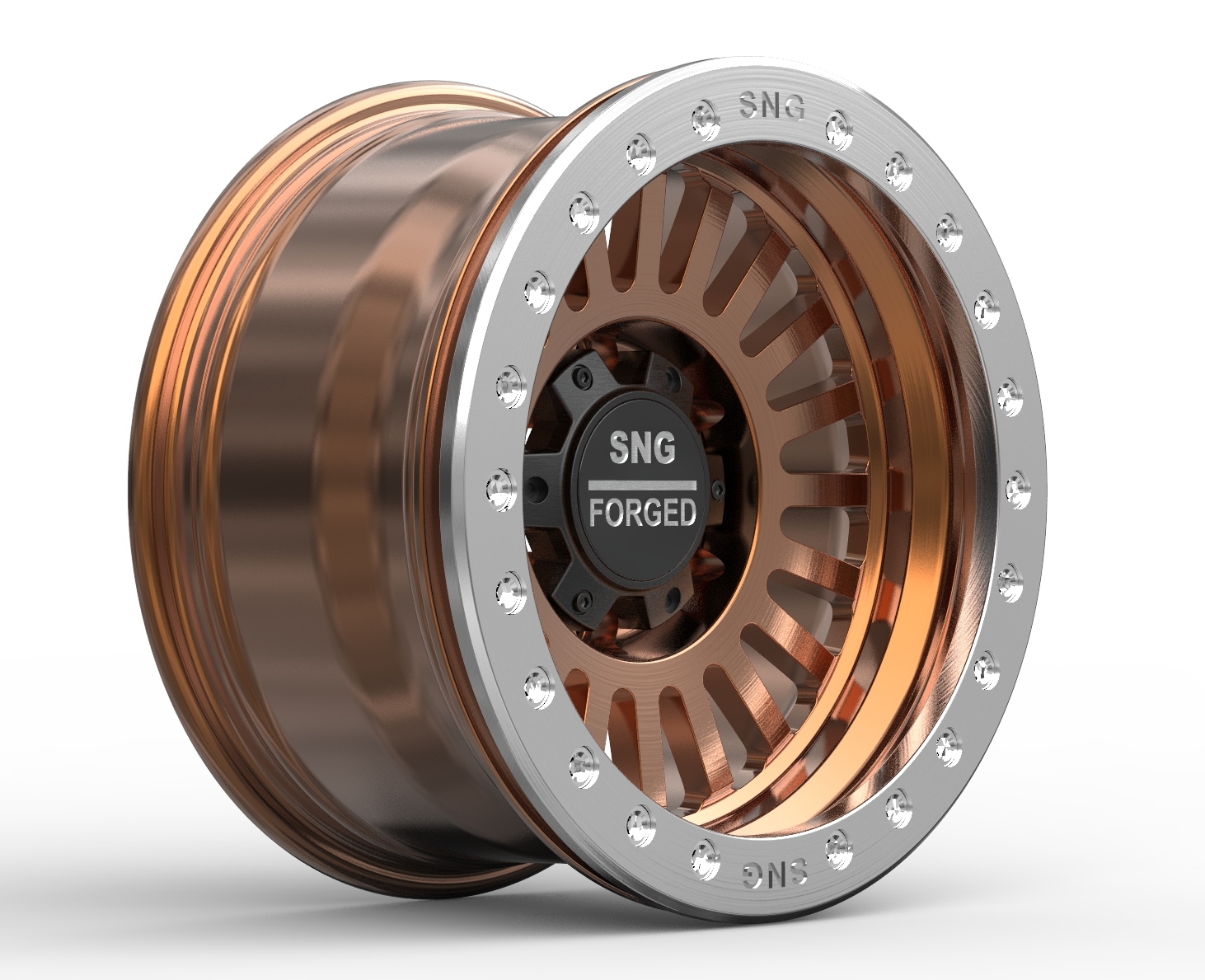 SNG Forged premium forged wheels displayed in a high-performance automotive setting.