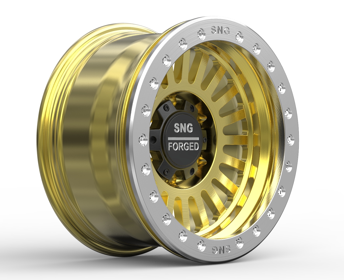 SNG Forged premium forged wheels displayed in a high-performance automotive setting.