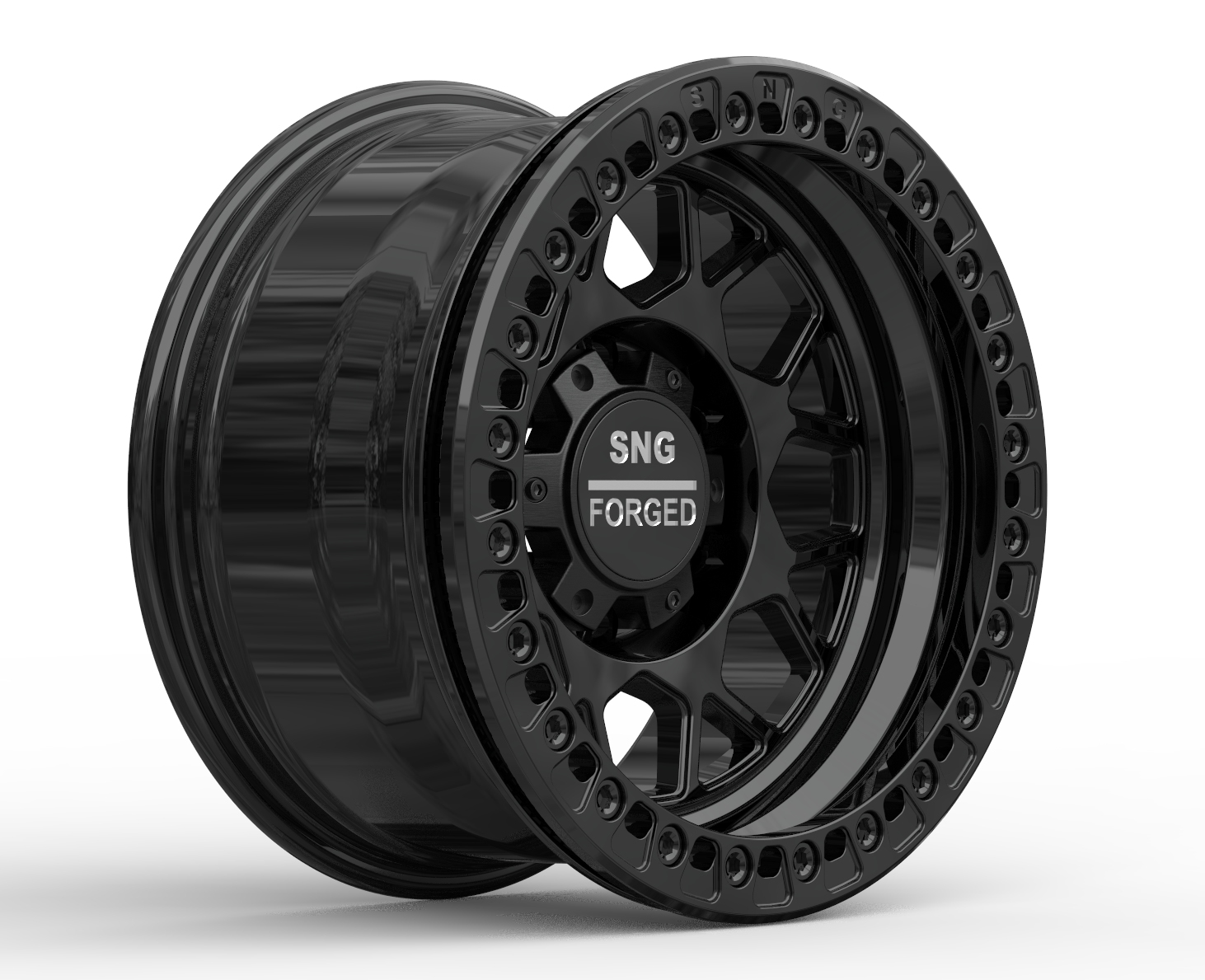 SNG Forged premium forged wheels displayed in a high-performance automotive setting.