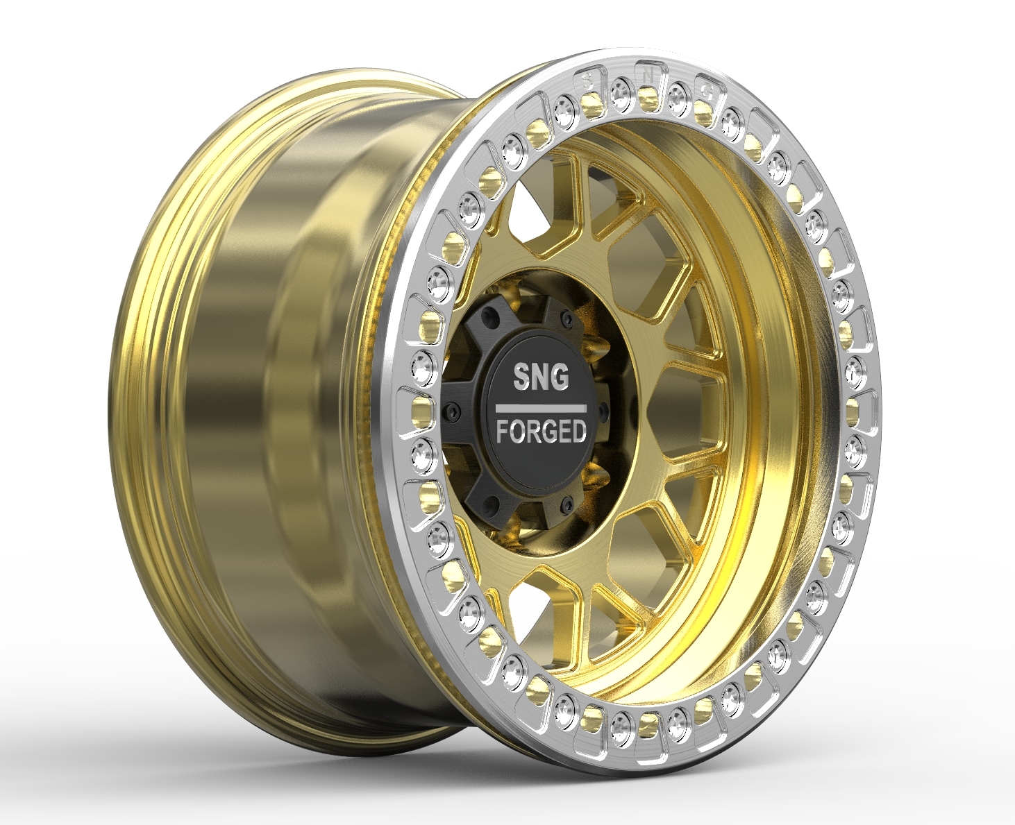 SNG Forged premium forged wheels displayed in a high-performance automotive setting.