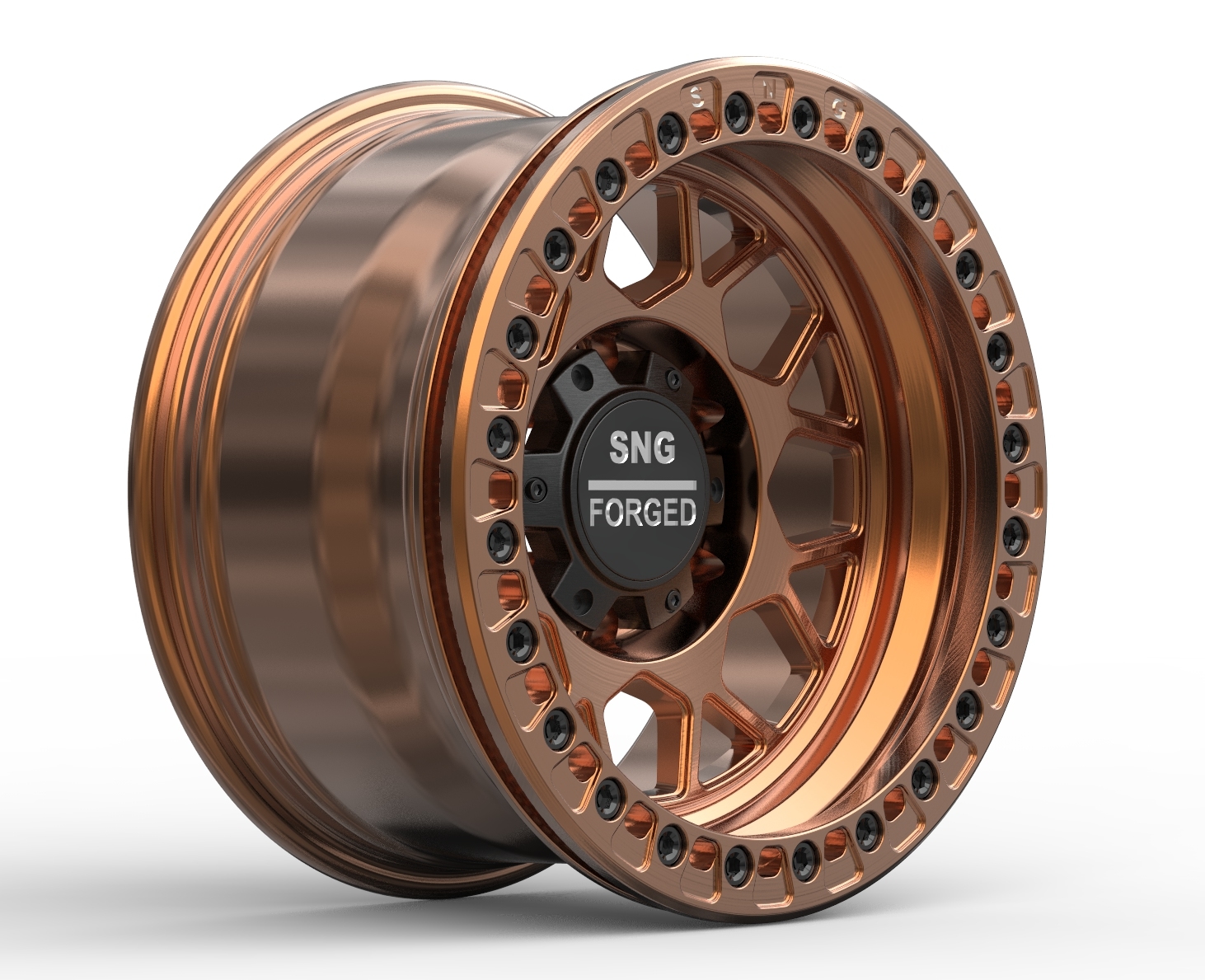 SNG Forged premium forged wheels displayed in a high-performance automotive setting.