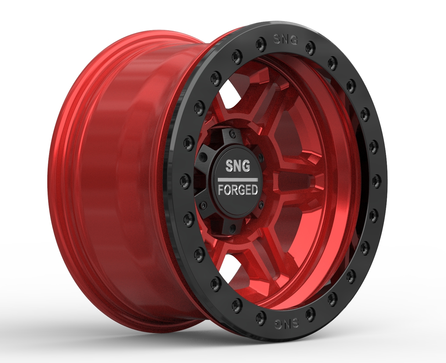 SNG Forged premium forged wheels displayed in a high-performance automotive setting.