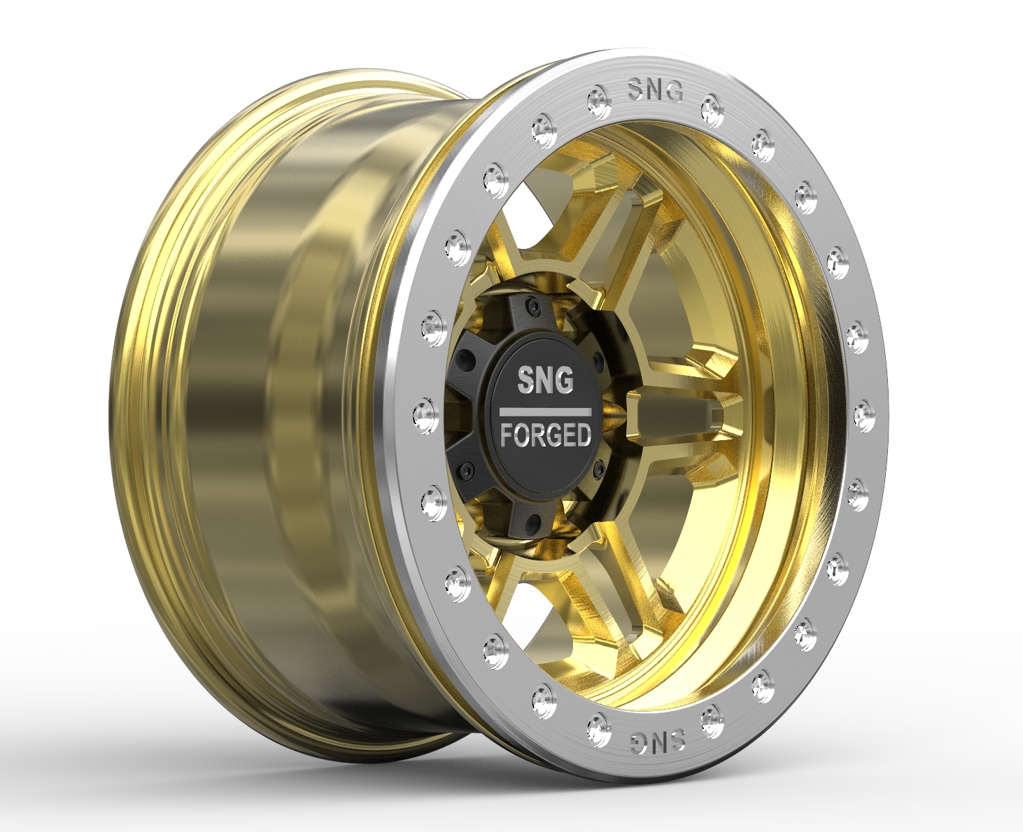 SNG Forged premium forged wheels displayed in a high-performance automotive setting.
